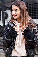 Рукавички безпалі жіночі Finger чорні, зимові теплі рукавички, трансформер рукавиці APEX