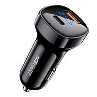 Автомобільний зарядний пристрій ACEFAST B4 digital display 66W(USB-C+USB-A) dual port car charger