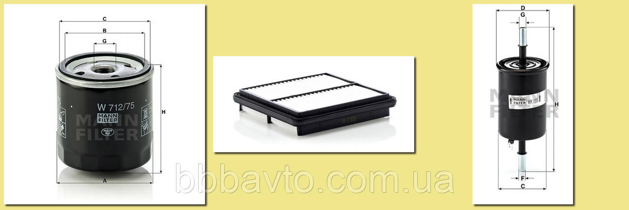 Набір фільтрів для ТО LANOS 1.5-1.6 (MANN-FILTER 3 шт.), фото 1