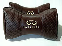 Подушка на подголовник в авто с логотипом Infiniti 1 шт Коричневый