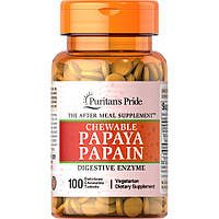Натуральная добавка Puritan's Pride Papaya Papain, 100 жевательных таблеток DS