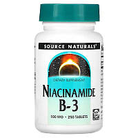 Витамины и минералы Source Naturals Niacinamide B3 100 mg, 250 таблеток DS