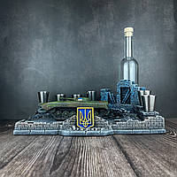 Штоф під напої ручної роботи з гіпсу з моделлю Українського БМП-1, оригінальний подарунок для військового