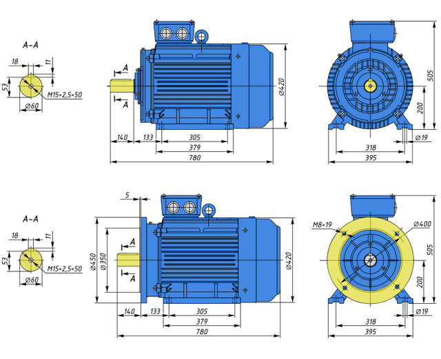 Розміри АИР200L8 креслення