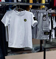 Крутые хлопковые шорты stone island для прогулок на мальчика, футболки и майки для подростков 10-14 лет