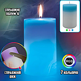 Комплект свічок 3 штуки з воску з підсвічуванням candled madic 7 color, фото 5