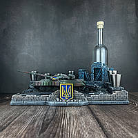 Декоративный подарок с гипсовой статуэткой Украинский танк Т64, мини бар ручной работы сувенирная подставка