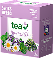 Чай Tea moments "Swiss Herbs" зеленый ароматизированный с ромашкой, мелиссой и ландой 20 пирамидок