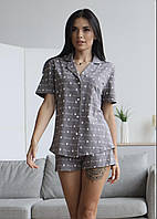 Женская пижама рубашка+шорты Роксана (серый цвет)