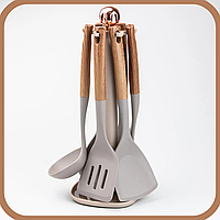 Набір кухонного приладдя 6 штук з підставкою Набір столових приладів кухонні лопатки та підставки