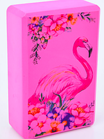 Блок для йоги с рисунком "Фламинго" Розовый 120грамм