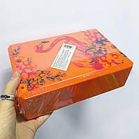 Блок для йоги с рисунком "Фламинго" Оранжевый 120грамм