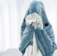 Теплий Плед-Пижама Акула Shark Blanket Синий (Размер L)