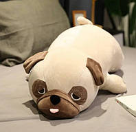 Мягкая игрушка Собака лежащий Мопс 70см Подушка, Объятия, Антистресс