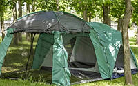 Две тандемные палатки 4-х местная кухня беседка зелёно-серая