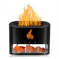 Нова лампа зволожувач повітря Docsal Flame 3в1 з ультразвуковим зволоженням та соляним камінням колір чорний
