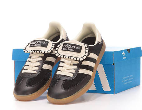 Жіночі кросівки Adidas Samba Wales Bonner Black Адідас Самба чорні шкіра текстиль демісезон, фото 1