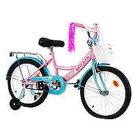 Велосипед двухколесный детский 18 дюймов (корзинка, звоночек, сборка 75%) CORSO MAXIS CL-18758 Розовый