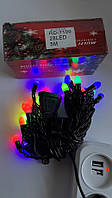 Гирлянда нить Матовый шарик 28LED 5м (флеш) 10мм RGB Провод черная, Цвет ламп-Микс RD-7100