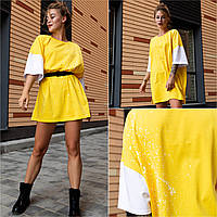 Платье желтое Zizi Платье туника оверсайз Лёгкое летнее платье Женские платья от украинского производителя