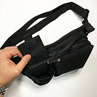 Качественная и надежная тактическая сумка-бананка из прочной и водонепроницаемой ткани черная GS-803 через
