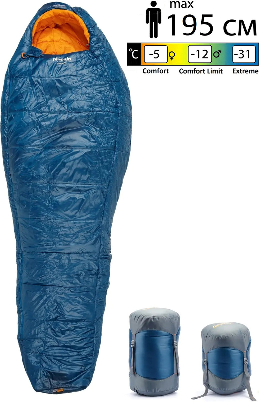 Зимовий спальний мішок-кокон Pinguin Spirit CCS 195 см, Left Zip (Blue)