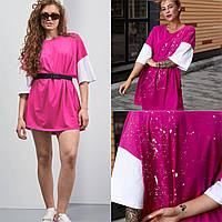 Легка літня сукня Сукня малинова Zizi Сукня туніка оверсайз Жіночі сукні від українського виробника