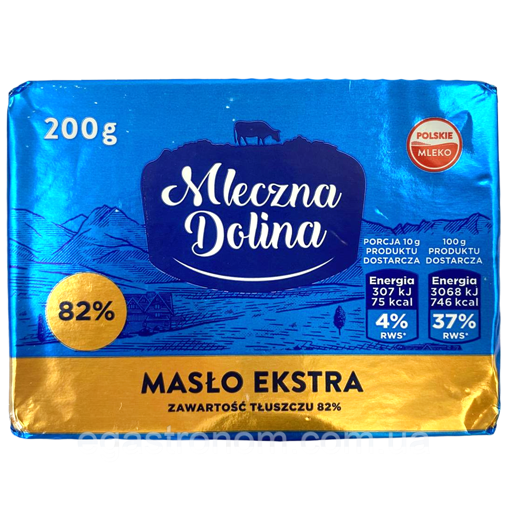 Масло Молочна долина 82% Mlechna Dolina 200g 40шт/ящ (Код: 00-00005672)