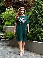 Женское летнее платье до колена свободного кроя с принтом размеры батал 46-48, 50-52, 54-56, 58-60 (№2417ирма)
