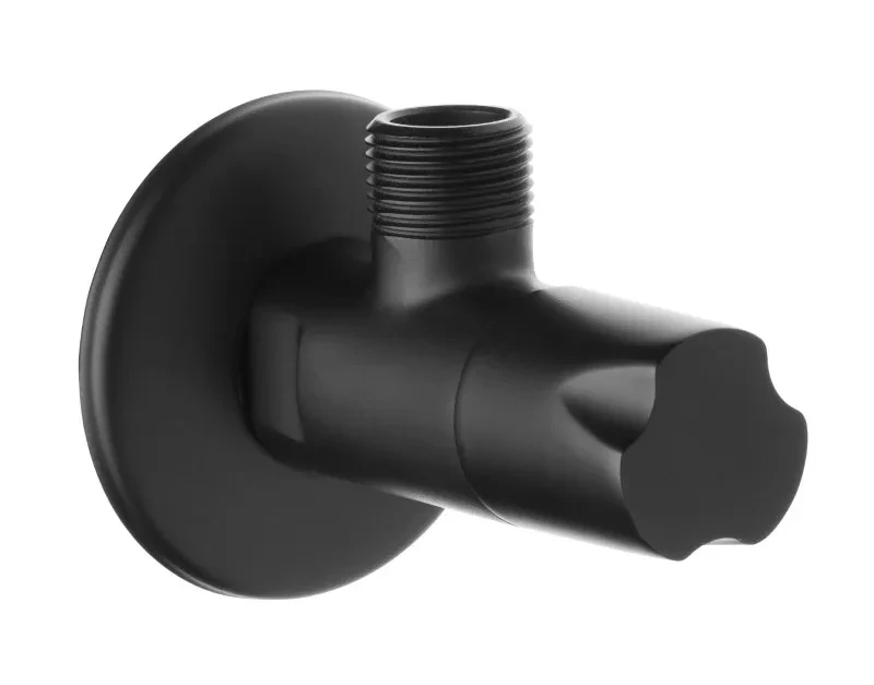 Кран кутовий, керамічна головка, чорний 1/2"х1/2", ZW-49-01C