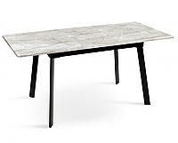 Стол обеденный Этна 1200(+400)*750 см ножки черные/столешница базальт серый мрамор,прямоугольный