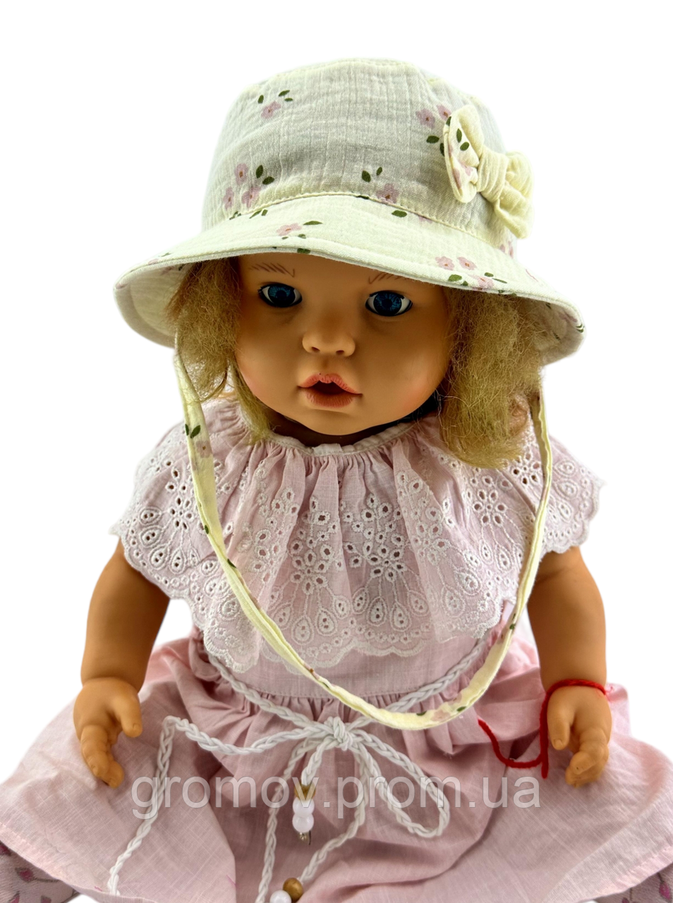 Панама дитяча 46, 48, 50, 52, 54 розмір бавовна для дівчинки панамка головні убори молочний (ПД323), фото 1