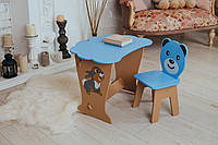 Детский столик + стульчик зайчик и медвежонок, для игры, рисования,учебы.