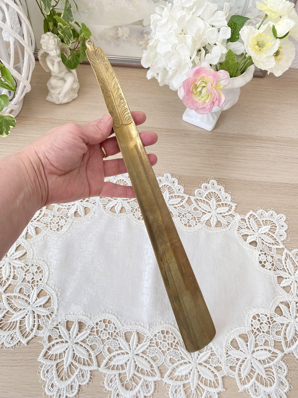 Стара бронзова ложка для взуття, лиття, бронза, Німеччина, вінтаж, 40 см, фото 1