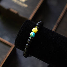 Чоловічий браслет з натурального каменю UKRAINIAN COLORS чорний