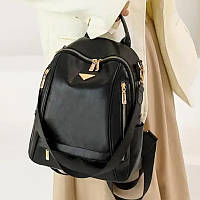 Женский рюкзак сумка Brand Balina черный кожаный 9 литров