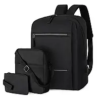 Мужской рюкзак городской плотный вместительный молодежный для Ноутбука 3в1 USB порт Jingpin черный