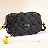 Женская сумка клатч Brand Classic Кросс-боди Стеганая Черная