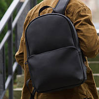 Мужской рюкзак плотный кожаный городской большой для Парня повседневный стильный черный David Polo