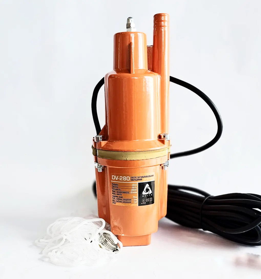 Вібраційний насос (70м | 1,5 м/ч ) з верх. забором DELTA DV-280 +10м кабелю (Польща)