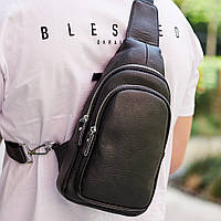 Мужской кожаный рюкзак-слинг на одно плечо TIDING BAG A25F-013-1A черный