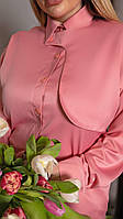 Супер стильная оригинальная женская рубашка Шелковая костюмка 42-44;46-48;50-52;54-56;58-60 Цвета 4 Персик