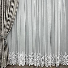 Грек-сітка з вишивкою по низу №2374 біла на гурт