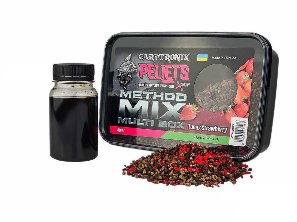 Пелетс Carptronik Method mix Multi Box, 400g (Ліквід Тунець-Полуниця 100g)
