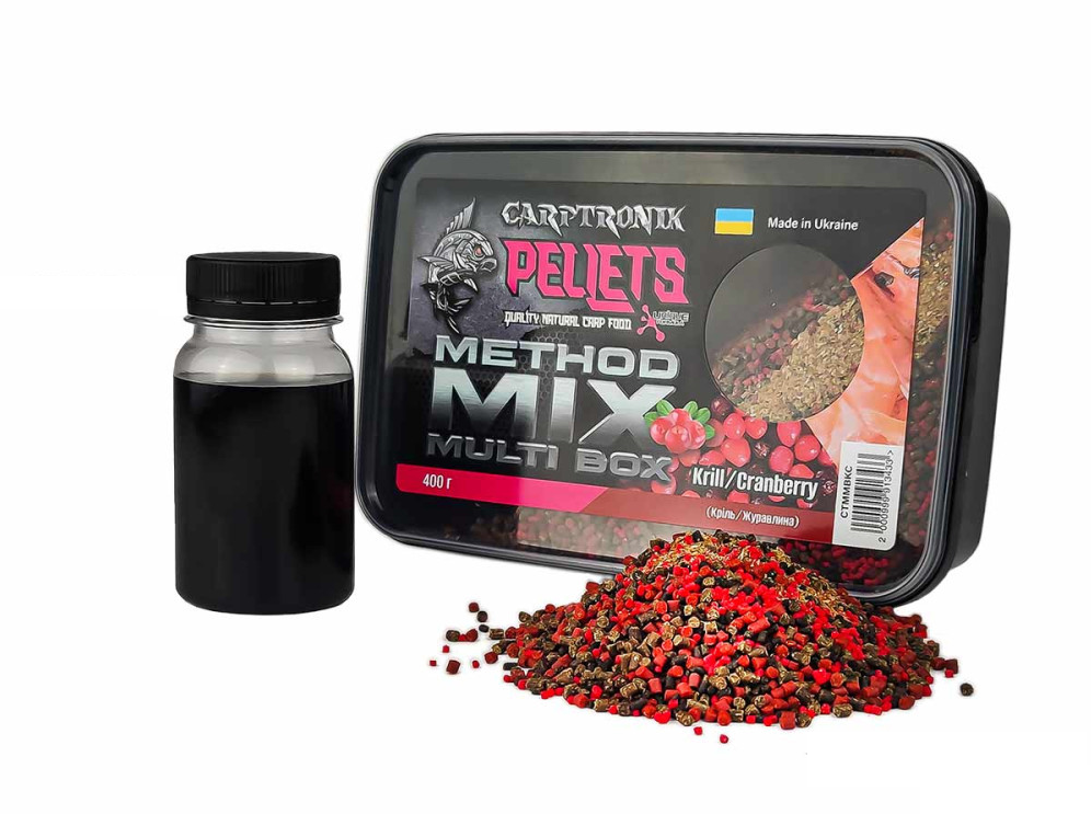 Пелетс Carptronik Method mix Multi Box, 400g (Ліквід Криль-журавлина 100g)