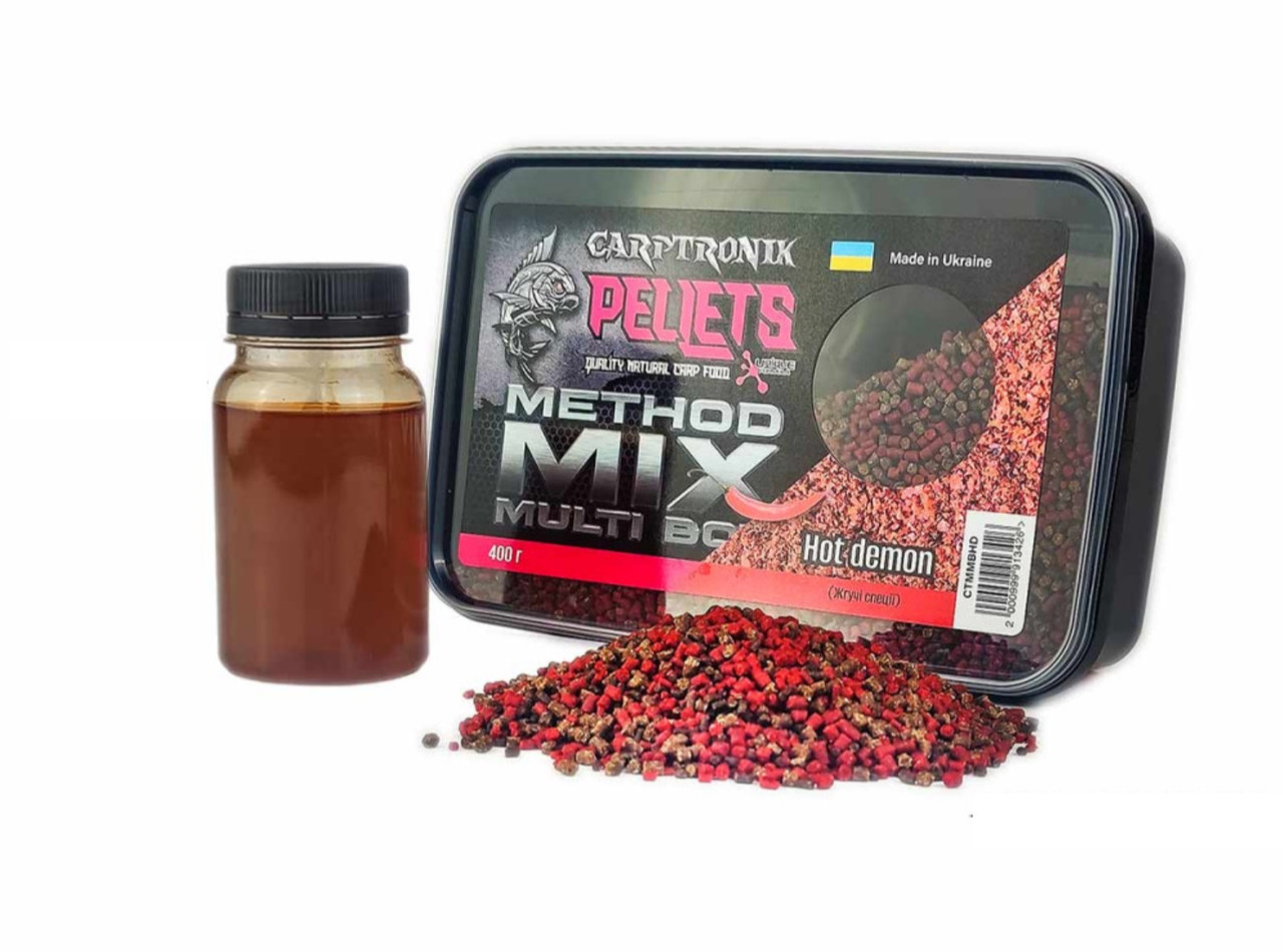Пелетс Carptronik Method mix Multi Box, 400g (Ліквід Жгучі спеції 100g)