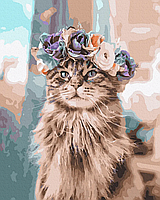 Картина за номерами, (BK-GX39622), Кішка у віночку, 40 х 50 см, Rainbow Art