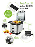 Фритюрниця Adler AD 4911 1,5 L 900Вт, фото 5