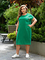 Женское летнее платье из натуральнои ткани в стиле бохо в больших размерах зелене, 52-54
