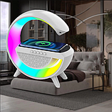 Акумуляторний нічник світильник YN-2209 з Bluetooth колонкою радіо та бездротовою зарядкою для телефону, фото 2